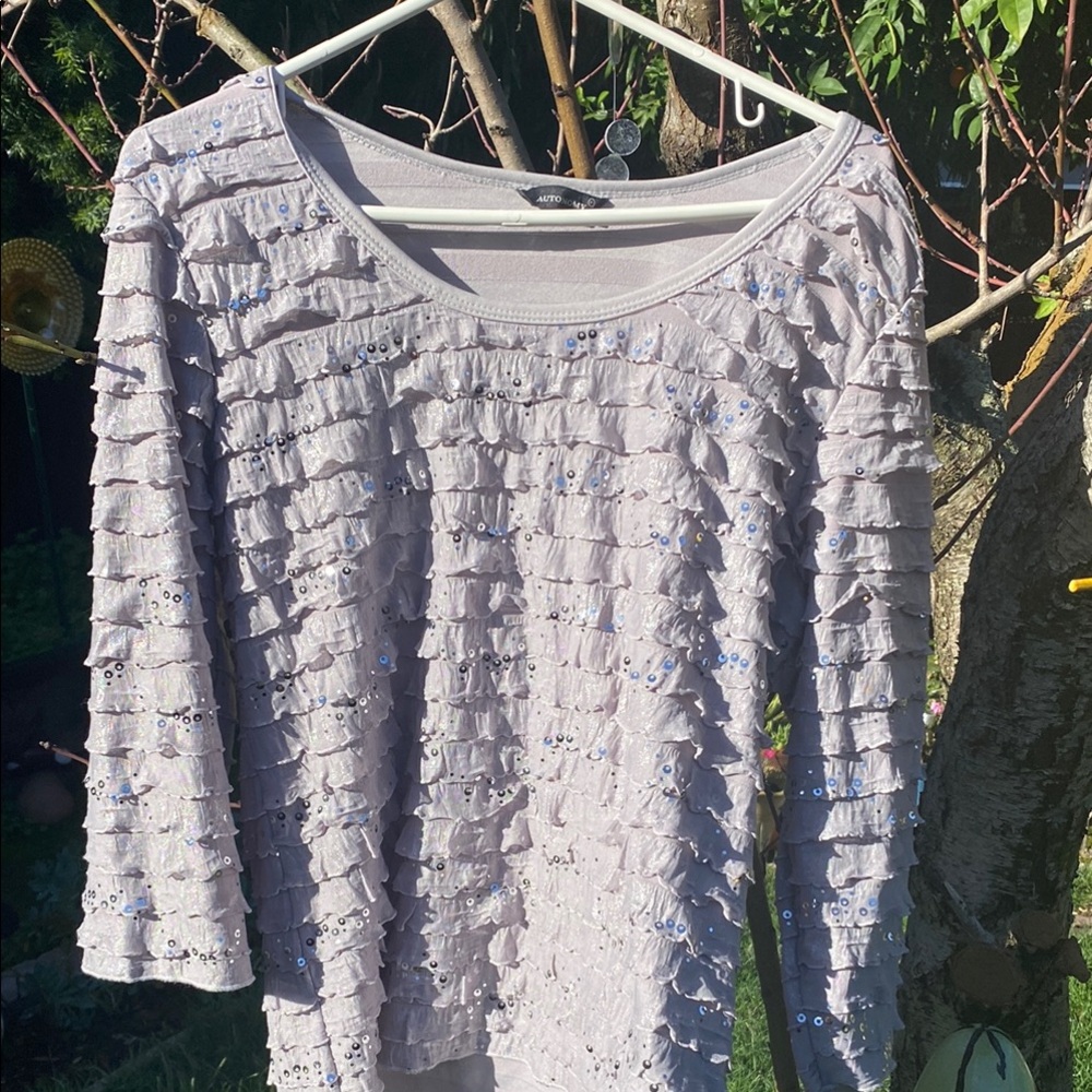 Elegant Gray Ruffled Women's Top